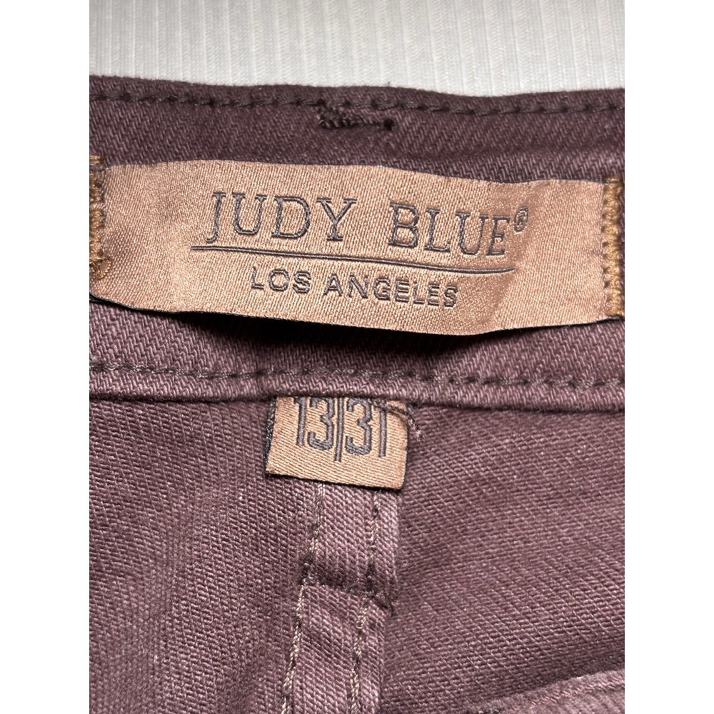 Judy Blue Women's Espresso Brown Raw Hem Flare Jeans Stretch Denim Size 13/31 - Picture 3 of 16